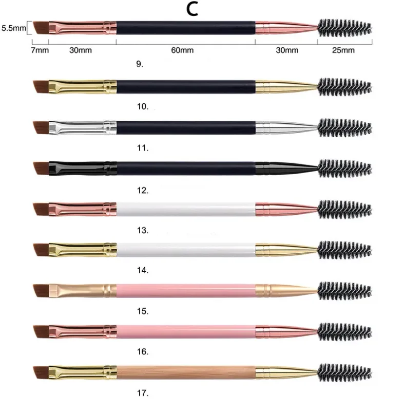 20pcs แปรงคิ้วฉลากส่วนตัวขนตาหวีแปรงแต่งหน้า Dual Ended มุม Spoolie 2 in 1 Lash Eyebrow แปรงจำนวนมาก — image 10