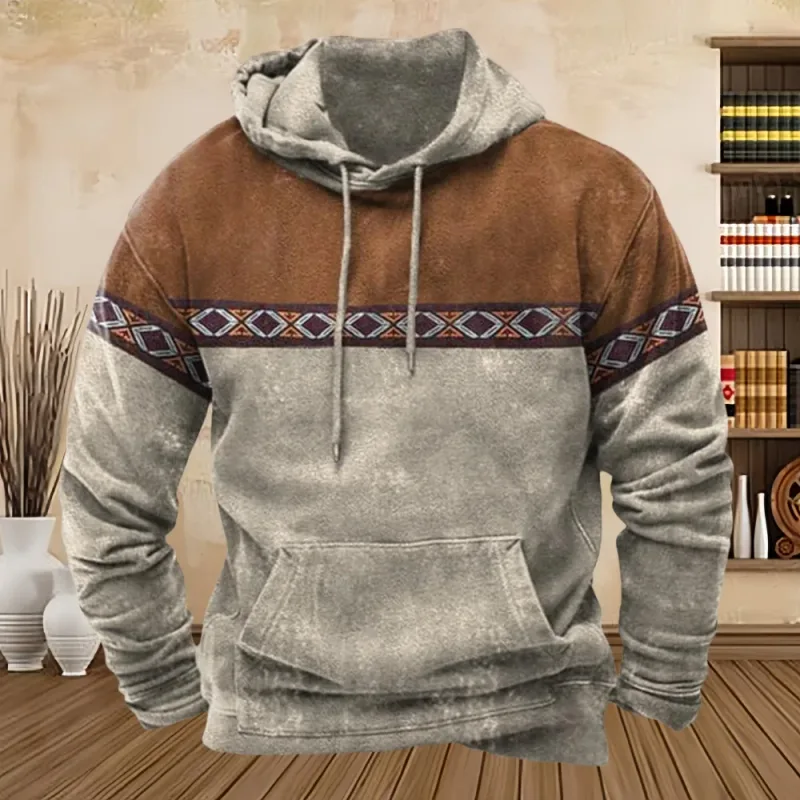Vintage Tribal Style Print Men's Hoodies Sweatshirt Spring Autumn New Loose Pullover Casual Streetwear Oversized Men's Clothing — image 9