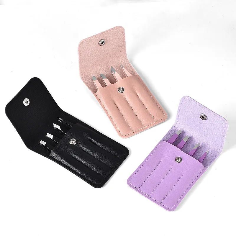 Stainless Steel Eyelash Tweezers 4 Pcs Can Precisely Facial Hair and Debris Makeup Tools Comes with a Folding Bag — image 6