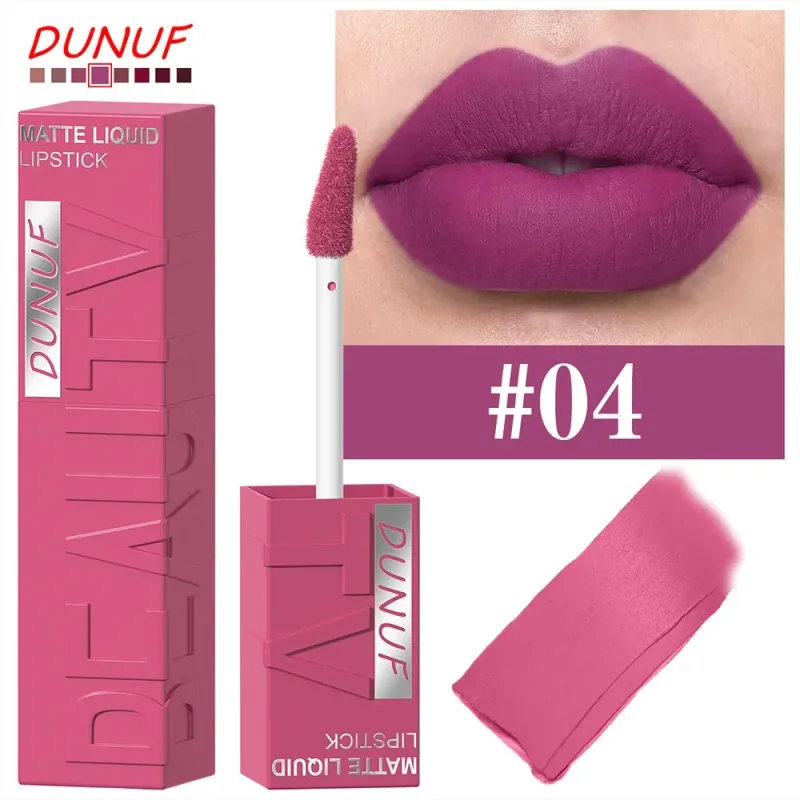 Batom labial fosco, 8 cores, suave, fácil de aplicar, tubo quadrado de brilho, veludo, à prova d'água, tridimensional, sexy, maquiagem de batom