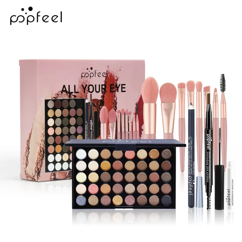 Glitter Matte Waterproof Palette Powder Cosmetics Kit Eyebrow Pencil Eyeliner Pen Mascara Makeup Brushs Eye Cosmetics — image 10