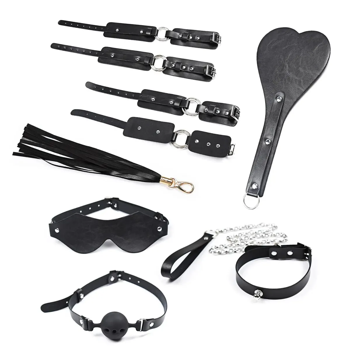 Portable BDSM Kit Adult Handcuff Leg Cuffs Sex Toy Set with Storage Bag Couple SM Slave Sex Games Set PU Leather Bondage Gears — image 2