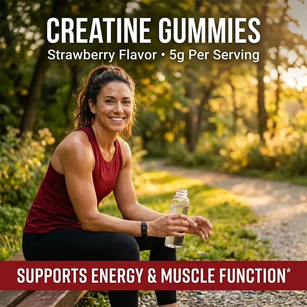 Creatine Monohydrate Gummies 5000mg før og efter træningsstøtte til muskelstyrke og restitution Byg muskelmasse Vegansk — image 5