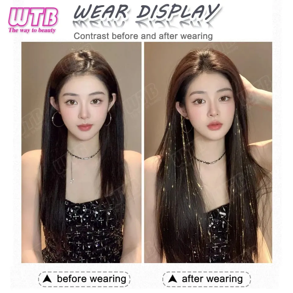 Parrucca di estensione dei capelli sintetici Parrucca di estensione dei capelli lisci di seta evidenziata al laser stile clip BB adatta per l'uso quotidiano delle donne