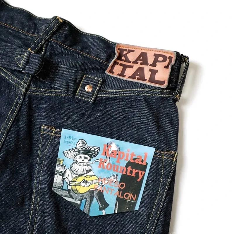 Japan Style New Arrival KAPITAL Hirata Kazuhiro Bone Skeleton Embroidered Pattern Casual Jeans for Men — image 4