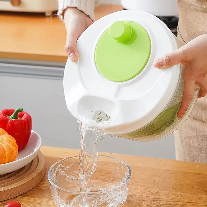 Salad Spinner Dryer Vegetable Fruit Food Drain Basket Dehydrator Quick Washing Drying Manual Centrifuge Kitchen Household Tool — image 3