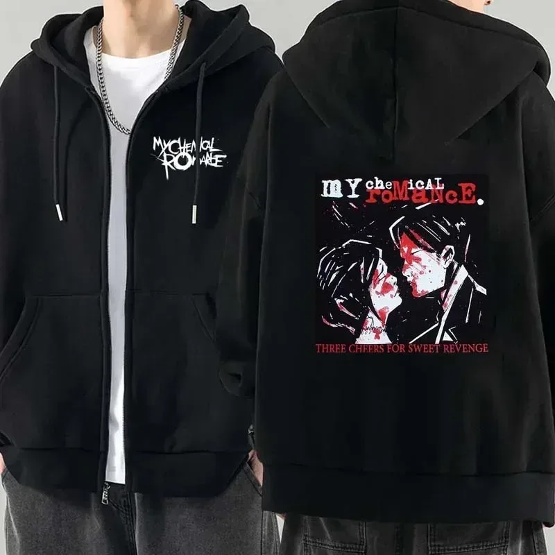 Men Fashion Hoodies Jacket Coats My Chemical Romance Mcr Dead Zipper Hoodie Top Loose Black Parade Punk Emo Zip Up Sweatshirt — image 4