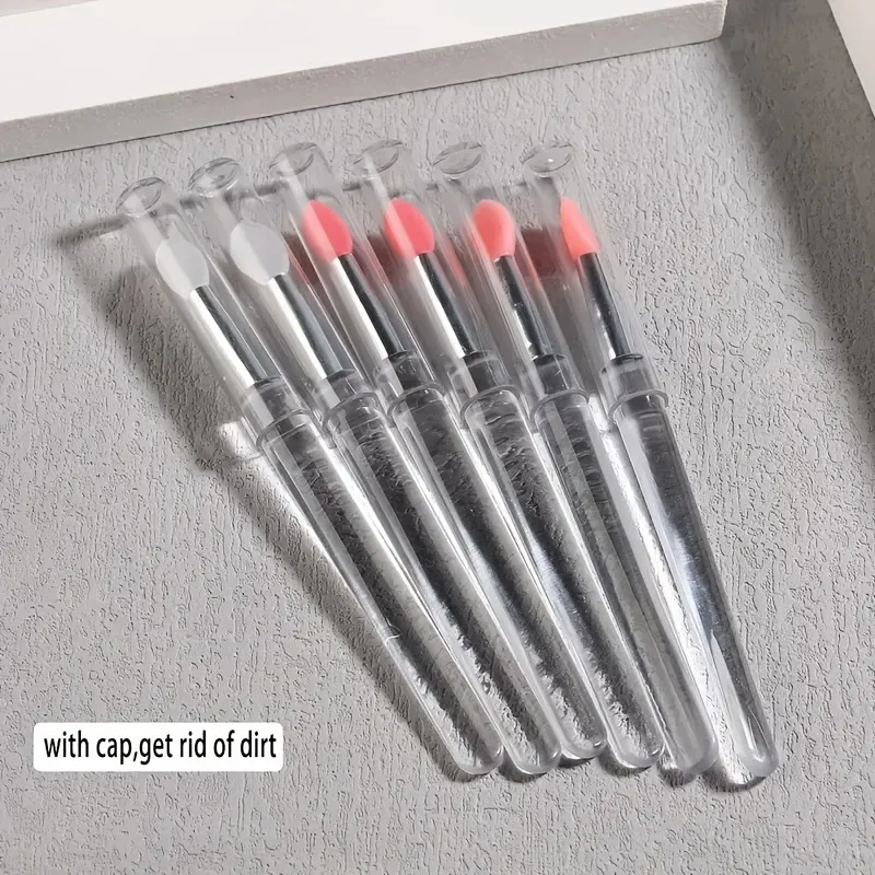 5 pincéis de silicone reutilizáveis ​​com efeito de espelho - aplicador de maquiagem e esmalte de cabeça dupla