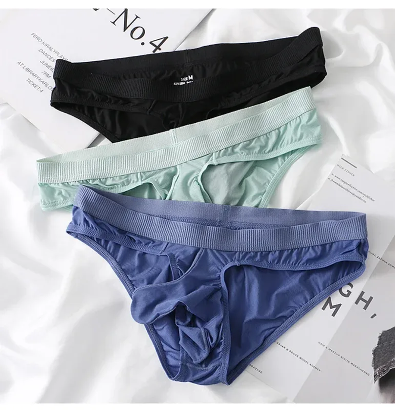 Cuecas masculinas de seda gelo verão transparente sem costura de secagem rápida homem respirável calcinha ultra-fina — image 18
