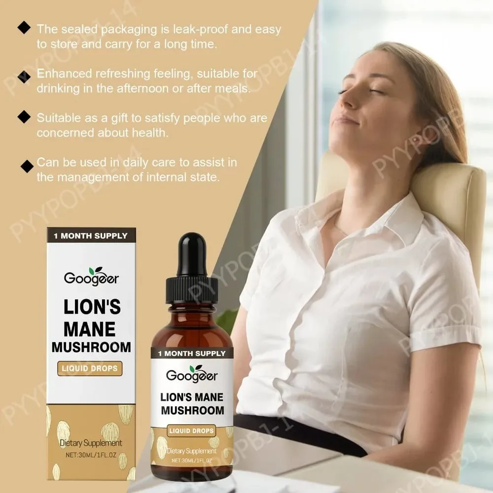 Googeer Lion's Mane Mushroom Liquid Drops Memory and Focus Support for Cognitive Clarity Mental Agility Alcohol-Free 30 ML