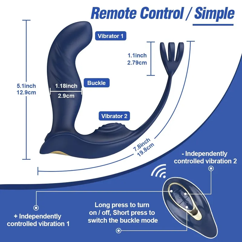 Anal Vibrator Bucking Prostate Massager With Penis Ring Remote Control Vibrating Butt Plug Cockring Anus Sex Toy Para sa Mga Lalaki Mag-asawa