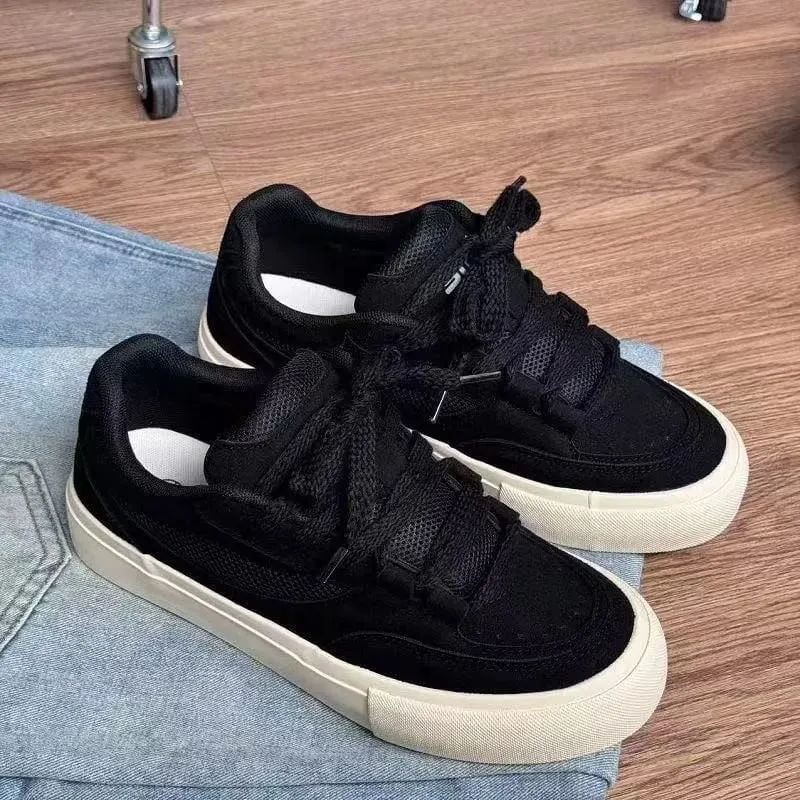 Men No Decor Canvas Shoes Pure Color Low Top Lace Up Casual Sneakers Resistant Flat Sole All Match Street Daily Shoes — image 4