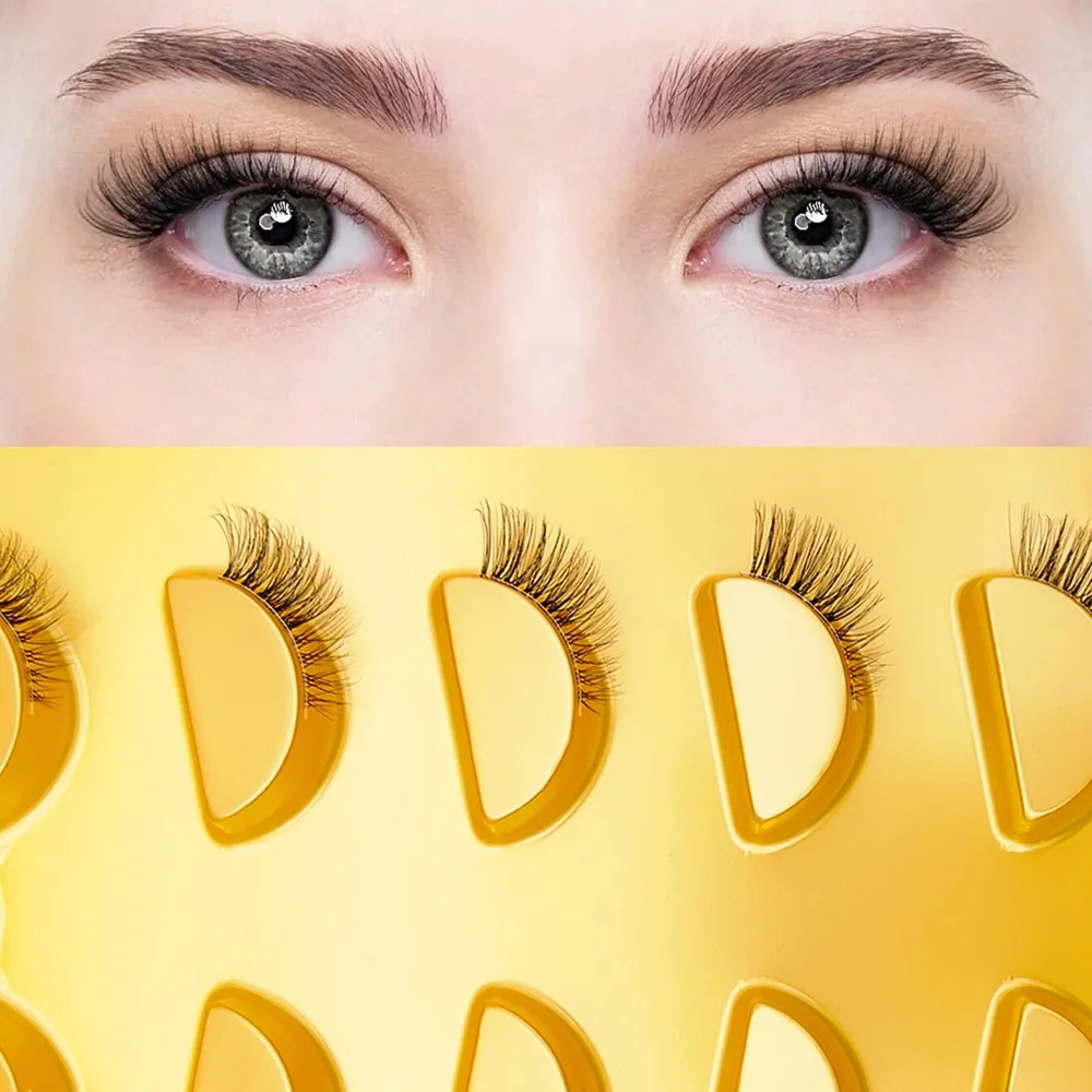 Natural Cat Eye Half False Eyelashes 5Pairs Clear Band Soft Faux Mink Lashes FluffyShort EyelashesReusable Makeup Lash Extension — image 3