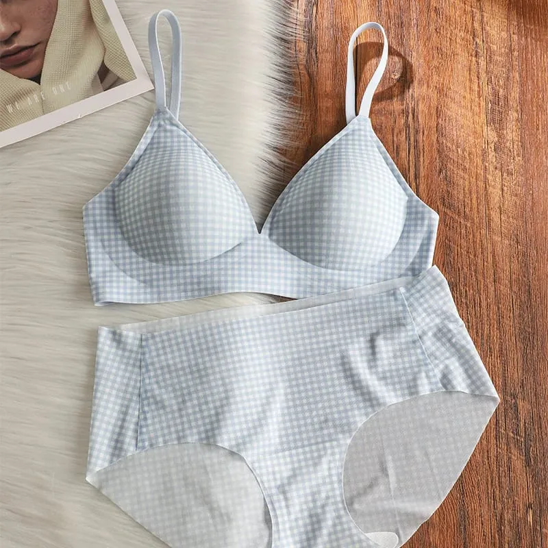 Elegant Seamless Bralette Small Bust Gathering Anti-Sagging Thin Adjustable Straps Wirefree Comfort Fit UK Light Support Bra Set — image 11