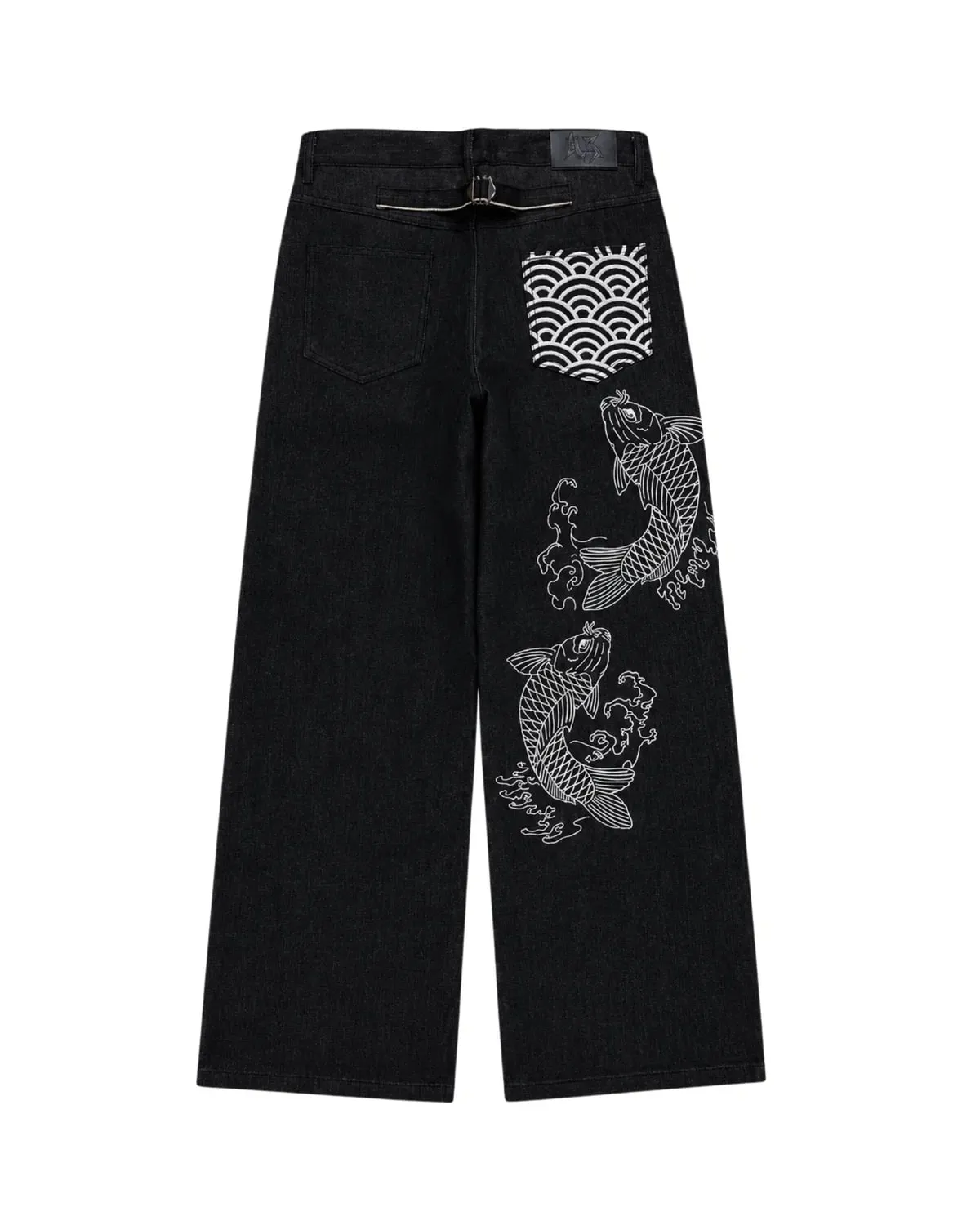 Men Japanese Koi Fish Embroidered Wide Leg Jeans Sukajan Baggy Denim Pants Loose Streetwear Hip Hop Casual Trousers For Male New — image 7
