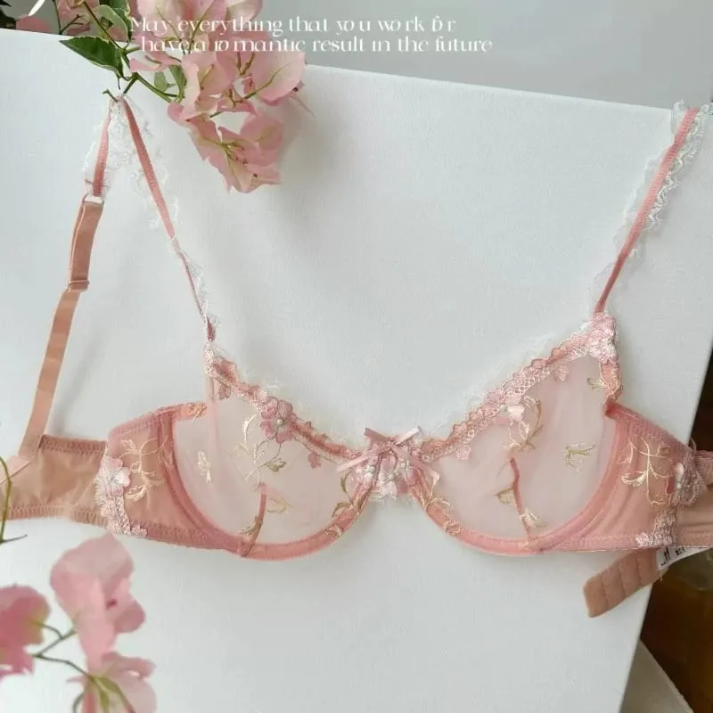 Women White French Lace Underwear Set Floral Embroidery Mesh Push‑Up Bra Kit Plus Size Soft Comfort Intimate Outfit — image 1