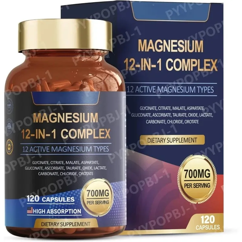 Complexe de magnésium 700 mg Supplément de magnésium 12 en 1 avec glycinate citrate oxyde de malate taurate aspartate orotate de magnésium — image 8