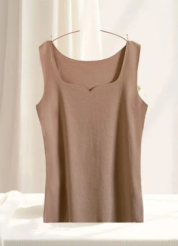 1pcs Women Thermal Tops Girls Traceless Solid Color Vest Base Layer Warm Tank Top Autumn Winter Female Sexy Slim Camisole