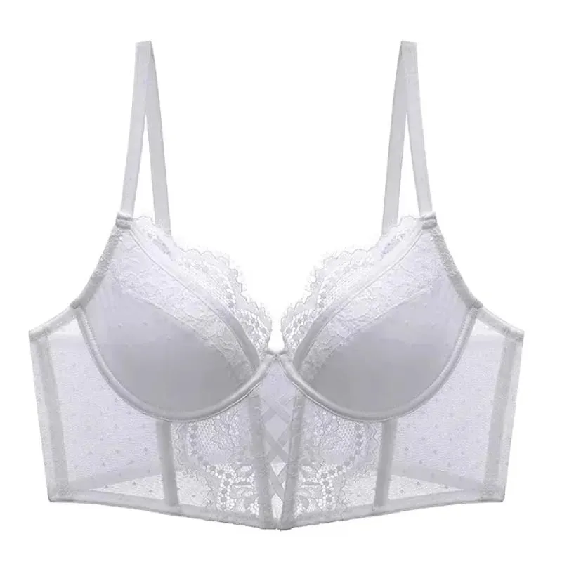 Set Lingerie Renda Push Up untuk Wanita Kamisol Tipis dengan Bra Berkawat Lembut Teddy Tulang Ikan Pakaian Bulan Madu Pengantin Seksi S-XL — image 2