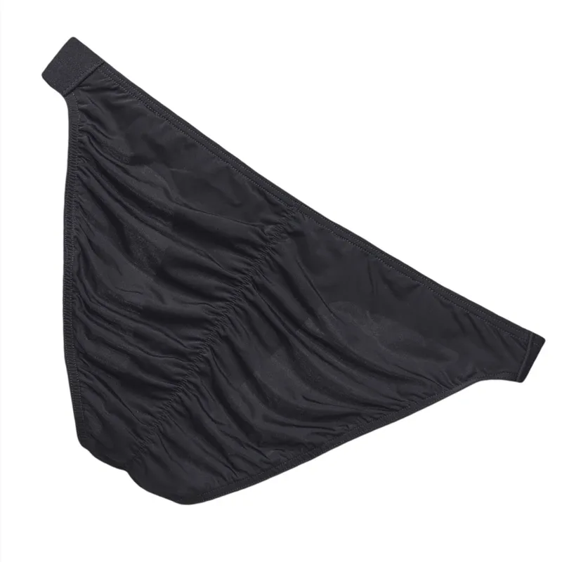 Slips en soie glacée hommes sous-vêtements mâle large ceinture culotte Sexy U poche rides dos Bikini glisse Hombre respirant exotique Lingerie 3256808930282413 — image 6