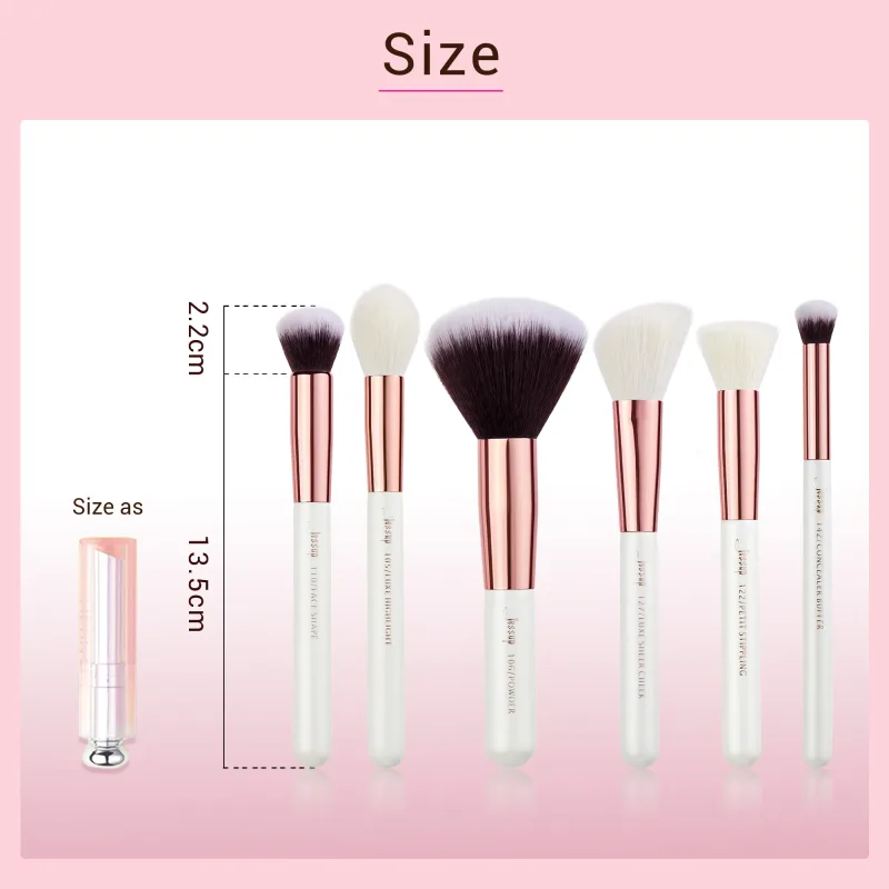 Set Kuas Rias Jessup 6 Buah Kuas Rias Bubuk Sintetis Alami Kontur Perona Pipi Stabilo Campuran Concealer Kit Kuas Rias — image 6