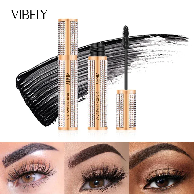 Diamond 4D Mascara Silk Fiber مقاوم للماء طويل رمش تمديد إطالة سميكة الماسكارا السوداء منتجات مكياج العين مستحضرات التجميل — image 4