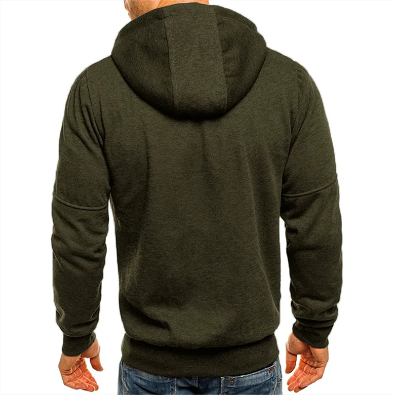 Men's Grey Hooded Sweatshirt Full Zipper Casual Sportswear with Pockets Orange Drawstring plus Size Available — image 12