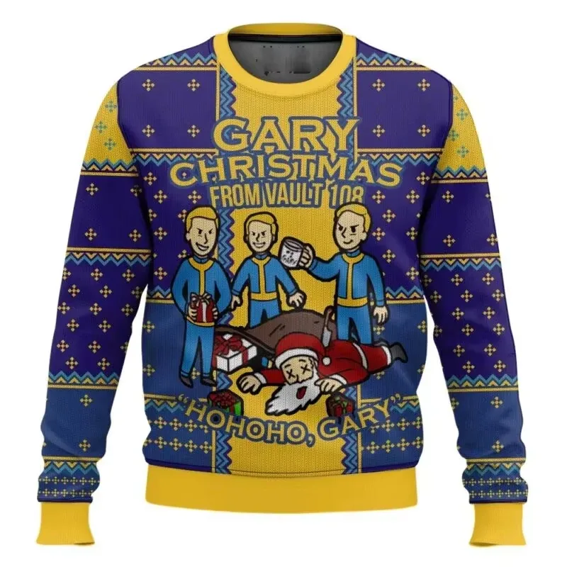 Engraçado papai noel impressão moda esportes suéteres masculino casual em torno do pescoço pulôver com capuz feio hugly camisola — image 3