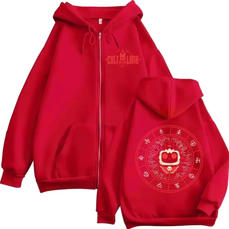 New Game Cult of The Lamb Zipper Hoodie Men Women Vintage Long Sleeve Fashion Jacket Sweatshirt Fleece Coats Oversized Hoodies