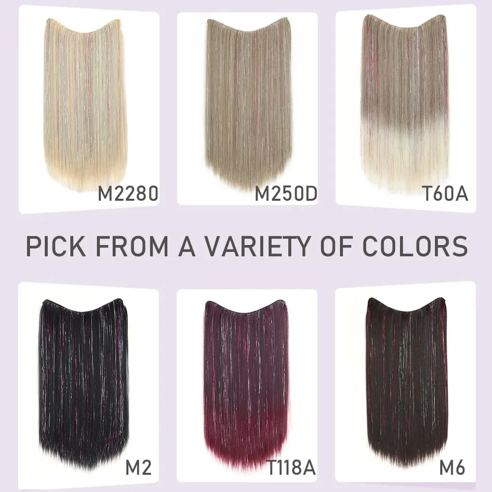24Inch Long Straight Synthetic Clip‑in Hair Extensions Glitter Laser Tinsel Hair High‑Temp Fiber Shiny Hairpiece for Women Daily — image 3