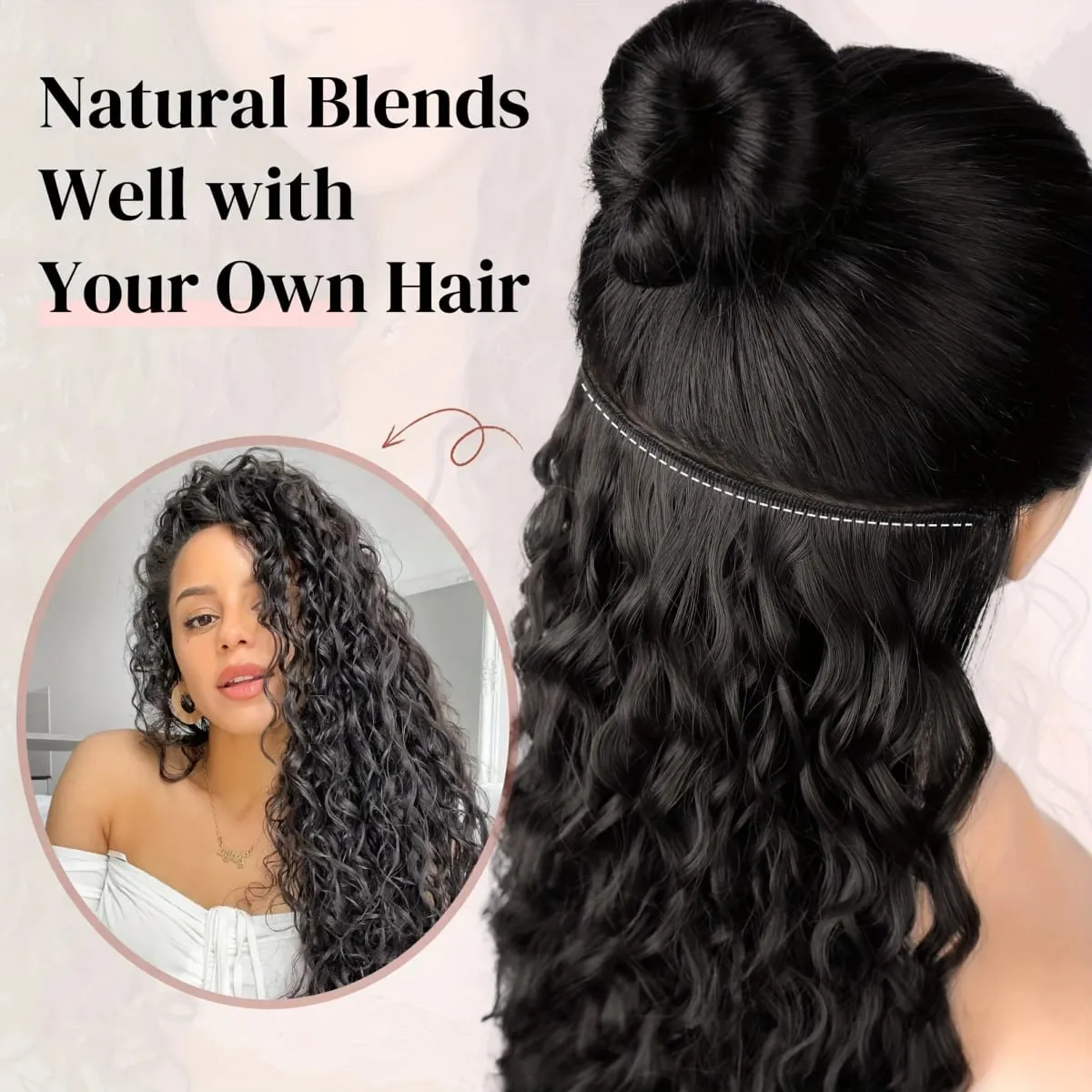 Synthetic Curly Clip in Hair Extensions Kinky Curly Hairpieces Clip on Full Head Fake Pieces Black Brown Hair for Women — image 6
