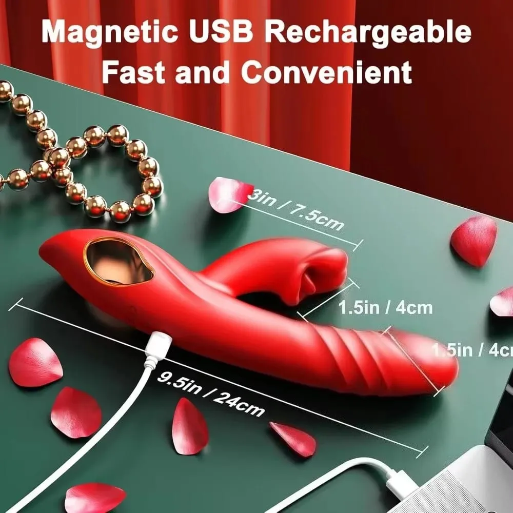 2in1 Thrusting Vibrator G Spot Vagina Licking Dildo for Women Rabbit Tongue Sex Toy Clitoral Stimulator Anal Plug Adult Supplies — image 6