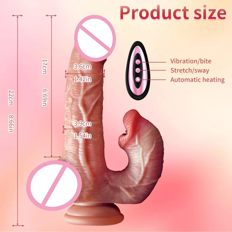 Realistic Dildo Vibrator Telescopic Female Remote Control Vaginal Masturbator Anal Plug Penis Heated Vibrating Sex Toy For Women
