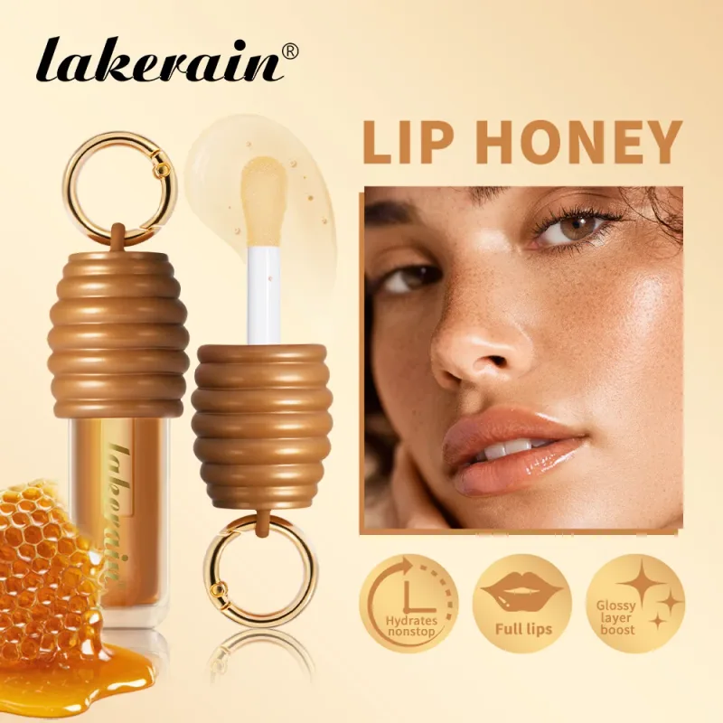Lakerain mel brilho labial textura brilhante leve não pegajoso de longa duração hidratado lindo acabamento brilhante maquiagem labial suave — image 2