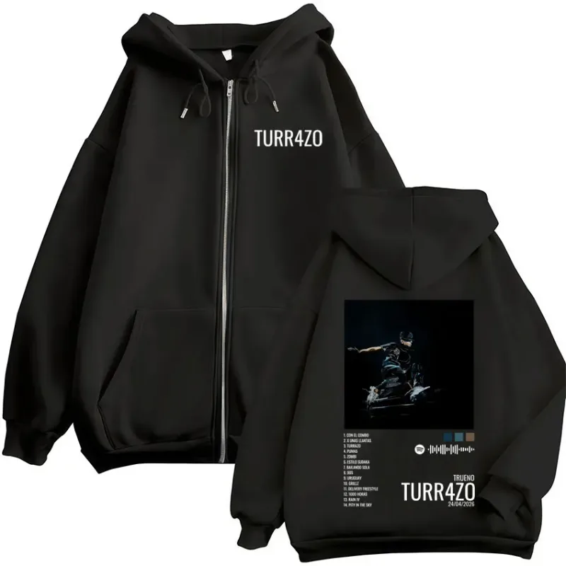 Rapper Trueno Turr4zo Album Graphic Print Zipper Hoodies Men Women Clothing Fashion Zip Up Fleece Hooded Sweatshirts Jacket Coat — image 1