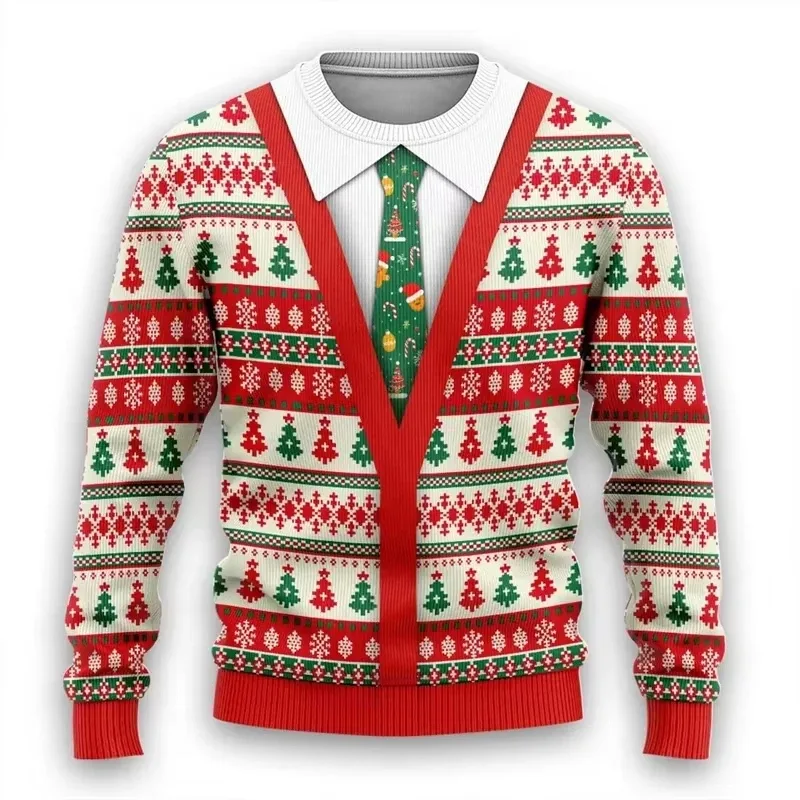 Moda 2026 feio camisola de natal engraçado natal gráfico moletom papai noel cosplay pullovers menino crewneck poliéster agasalho — image 13