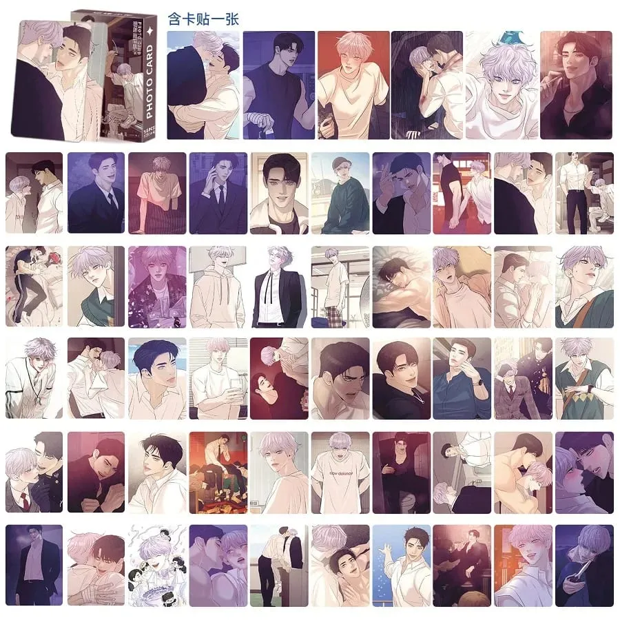 55PCS Korean Manhwa Holographic Photo Cards Set - Jooha & Dooshik Collectible LOMO Cards Perfect Gift for Fans — image 5