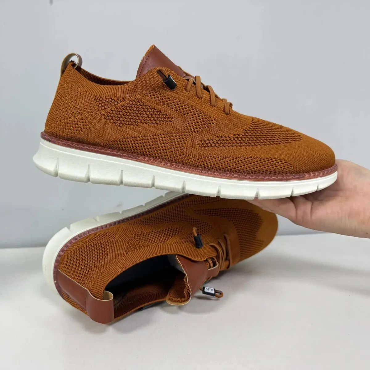 Men Knit Mesh Casual Sneakers Lightweight Lace Up Walking Shoes Flexible Non Slip Soft Breathable Big Size Male Outdoor Footwear — image 4
