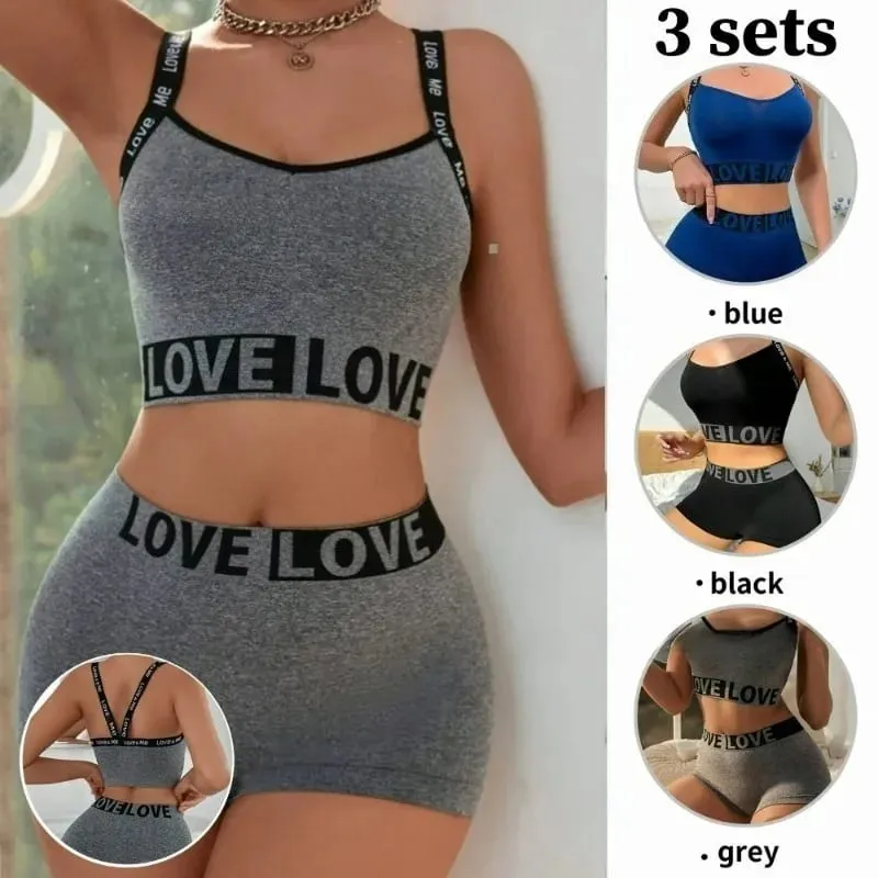 Women's Alphabet Lingerie Set Active Sportswear Camisole Vest with Beautiful Back Outdoor Fitness Bra Set for Active Women — image 3