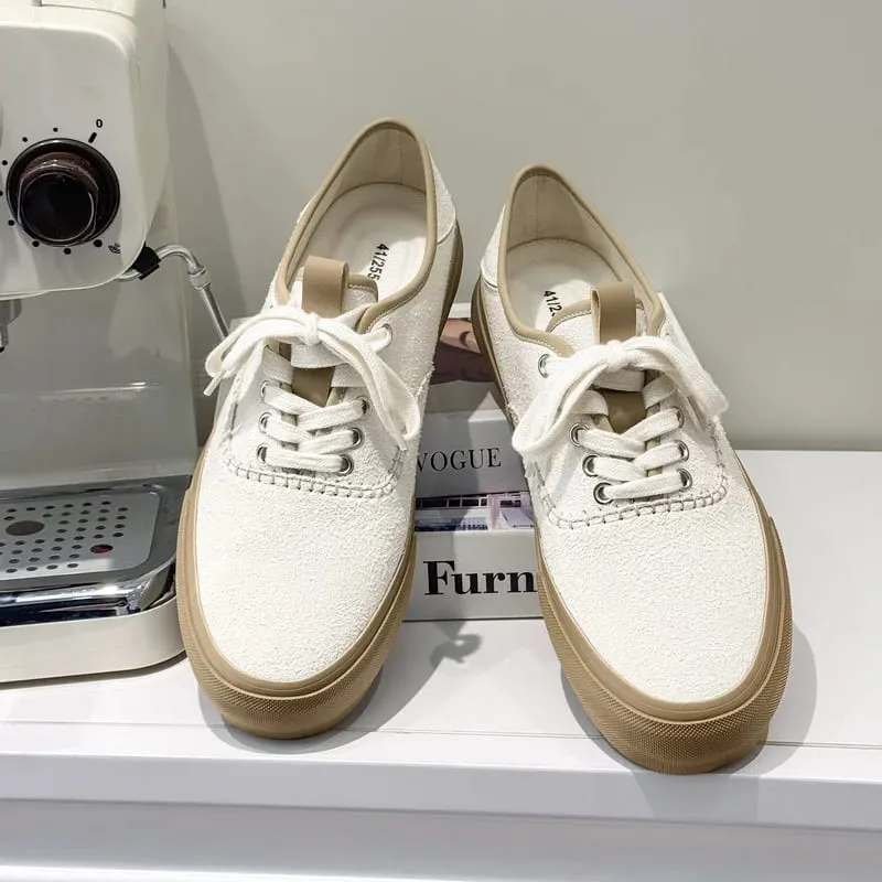 Men Board Shoes Spring Summer Casual Sneakers Moc Toe Stitching Detail Retro Flat Sole Canvas Texture Commute Footwear