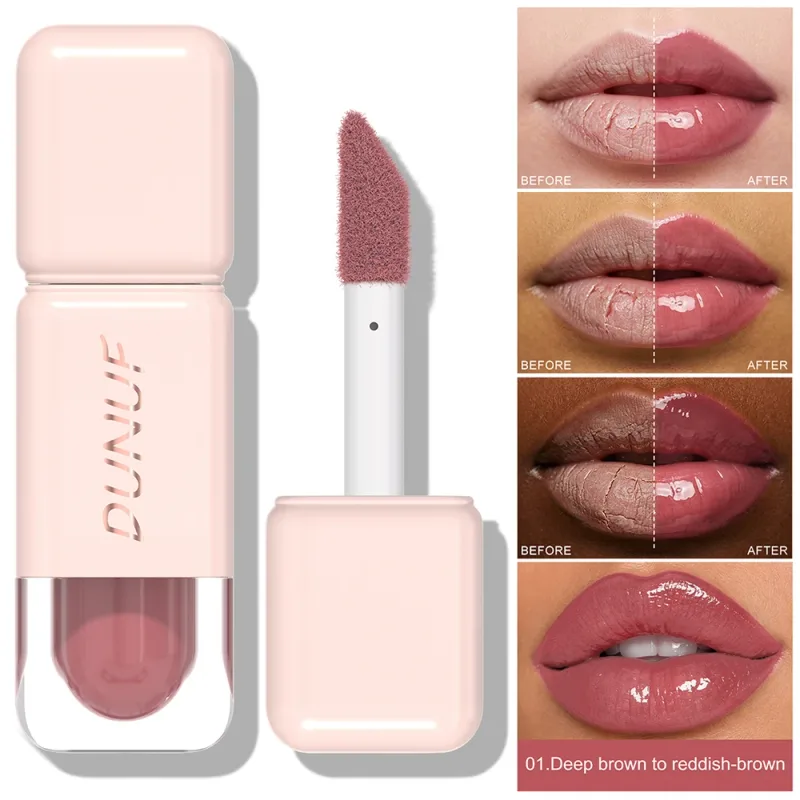 Brillo de labios brillante espejo agua tinte de labios taza no pegajosa de larga duración lápiz labial líquido hidratante maquillaje de labios rojo marrón desnudo