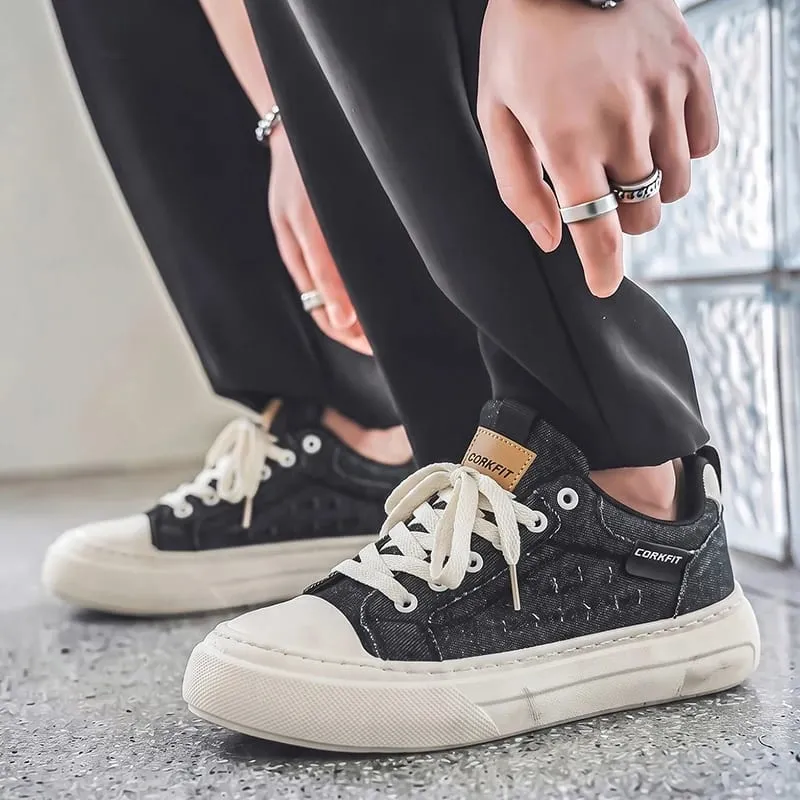 PersonalizedSpringandAutumnNewMensShoesKoreanStyleFashionableLargeSizeLowTopCasualShoes Denim Single ShoesVersatile Sneakers — image 7