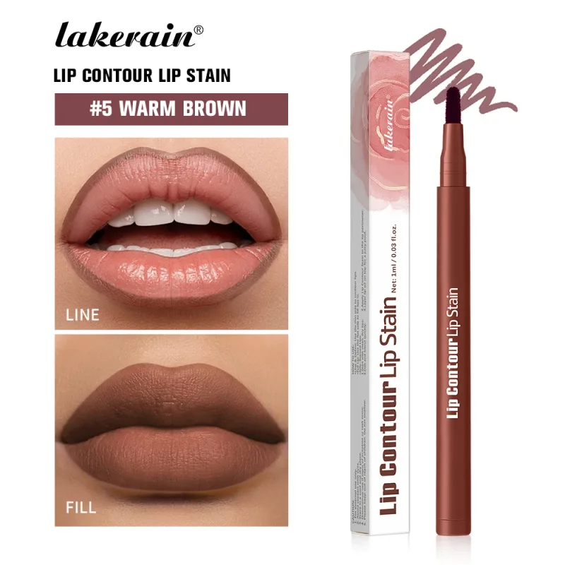Lakerain Lip Contour Lip Stain Pen Nepřilnavý kalíšek odolný proti rozmazání, Hydratační kosmetický make-up na rty 2 v 1 Lip Stain & Liner — image 8