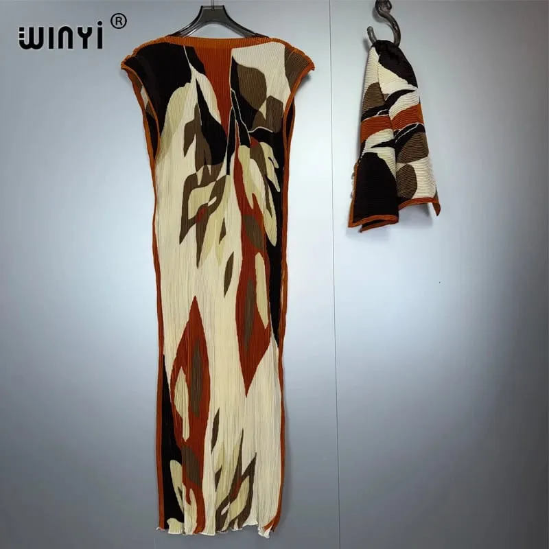 จีบ Elastic Slim ผู้หญิง Crumple ออกแบบจีบหรูหรา Abaya มุสลิมชุด Poncho สำหรับผู้หญิงชายหาด Kaftan — image 2