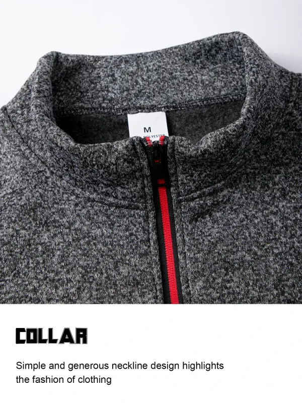2Pcs Set Men 1/4 Zip Mock Neck Sweatshirt, Fleece Lined Pullover with Ribbed Cuffs Warm Casual Top for Fall Winter Daily Wear — image 16