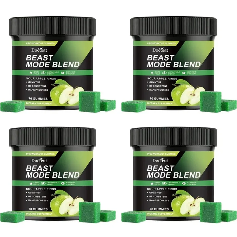Docteat Beast Mode Blend Pré-entraînement Gummies Concentration énergétique et soutien à l'endurance pour l'entraînement en force et les journées de gym actives 70 pièces — image 10