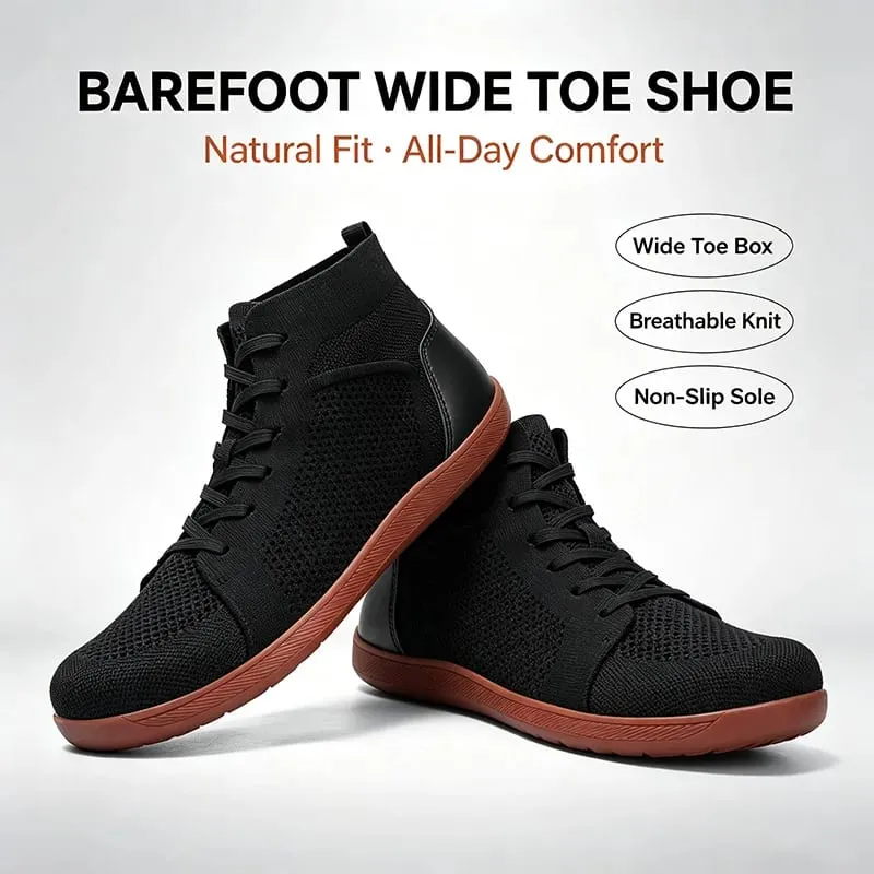 Mid Top Barefoot Shoes for Men Women Wide Toe Box Minimalist Sneakers Breathable Knit Zero Drop Wide Fit Casual Walking Shoes