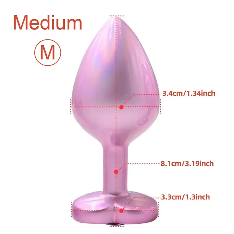 3 Sizes Crystal Diamond Heart Base Metal Anal Plug Beginner Butt Plug Masturbation Stimulator Sex Massager Adult Sex Toys — image 9