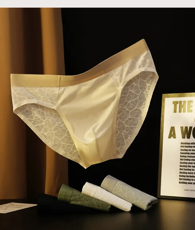 Men Triangle Underwear Ice Silk Thin Breathable Panties Quick Drying Briefs Male Sexy U Bulge Pouch Underpant Lace Leopard Print — image 12