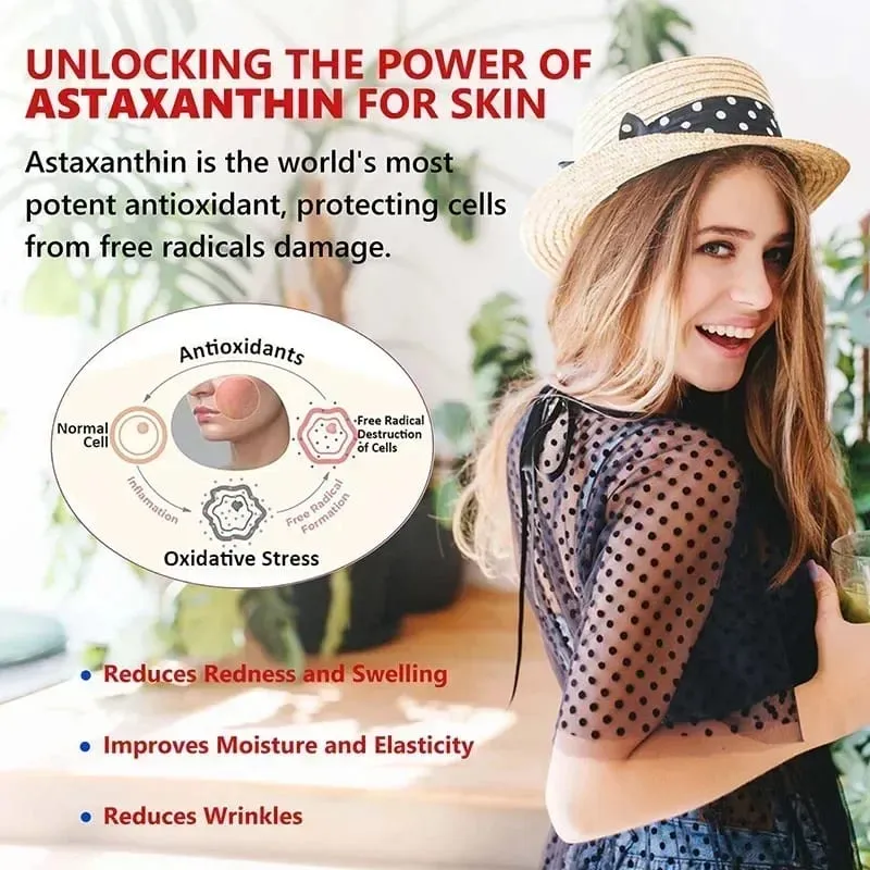 Astaxantina 24 Mg - Promove a saúde cardiovascular Acelera o metabolismo Mantém a saúde das articulações dos olhos e da pele Antioxidante